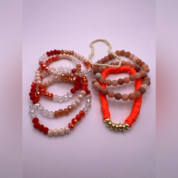 Colorful Boho Chic Stacked Bracelet Set of Ten- Summer Layered Bead Bracelets Se - Picture 6 of 11